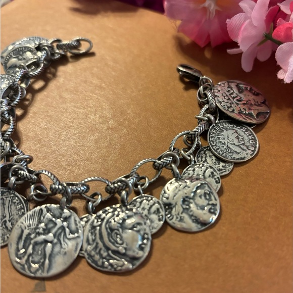 Silpada Iconic Roman Coin Cha-Cha Charm Sterling Silver Bracelet B1624 - Picture 10 of 17